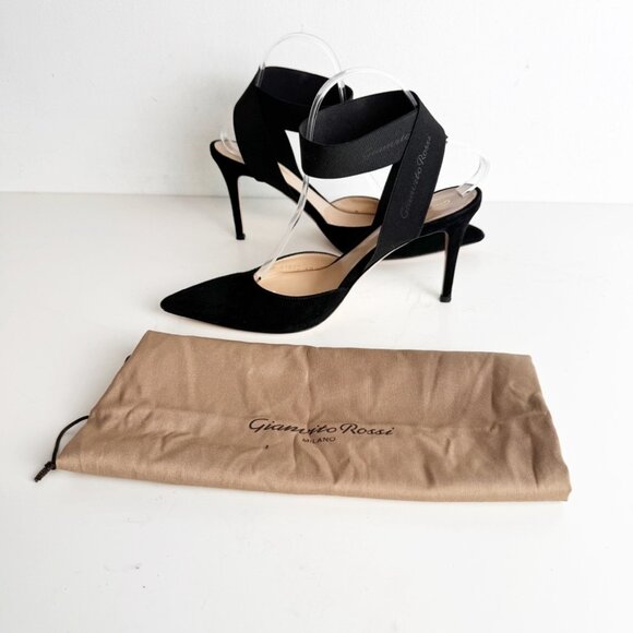 GIANVITO ROSSI Suede Pumps with Crisscross Elastic Strap black size 40 - Picture 5 of 8